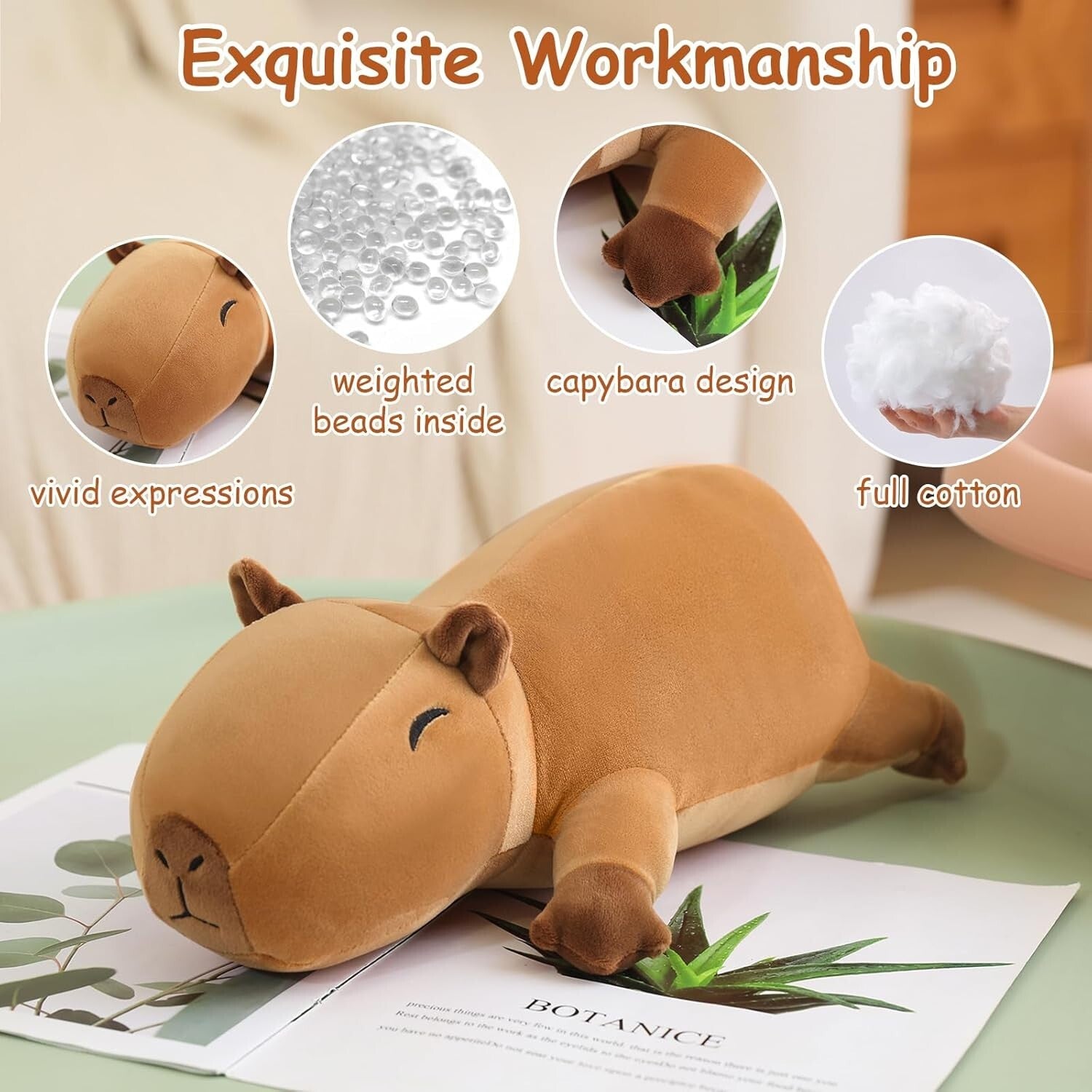 Charming Weighted Capybara Stuffed Animal - A Cozy Companion & Gift 3.74 Lbs