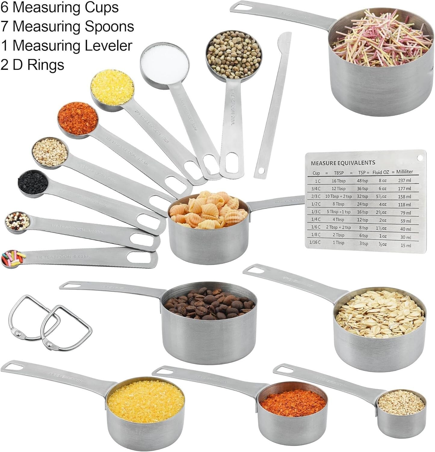 Eco-Friendly Stainless Steel Measuring Cups Set - 19 Pieces for Precise Cooking