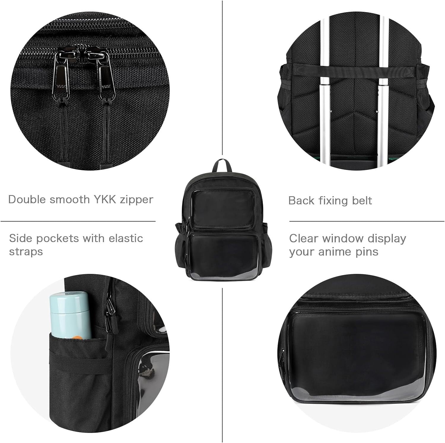 Fashionable Ita Bag Backpack with Clear Pin Insert - Ideal for Comic Con & More