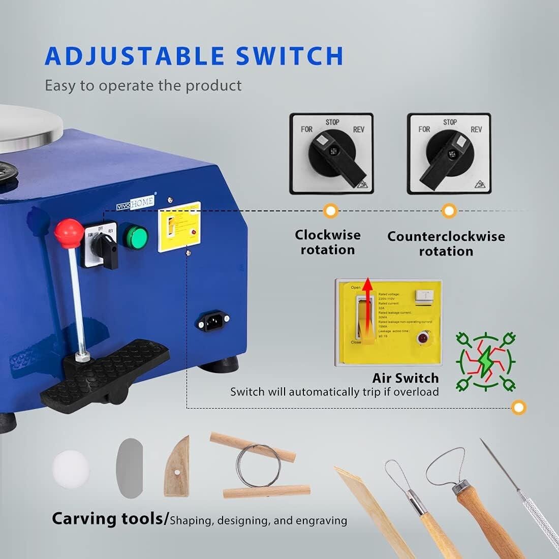 Premium 25CM Pottery Wheel with Detachable Basin - Ideal for Home & Classes