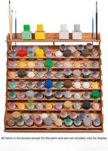Load image into Gallery viewer, Elegant Wooden Paint Organizer for 87 Bottles &amp; 14 Brushes - Easy Assembly
