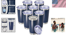 Load image into Gallery viewer, Insulated 20 oz Coffee Travel Mugs - Navy Powder Coated 8-Pack for All Occasions