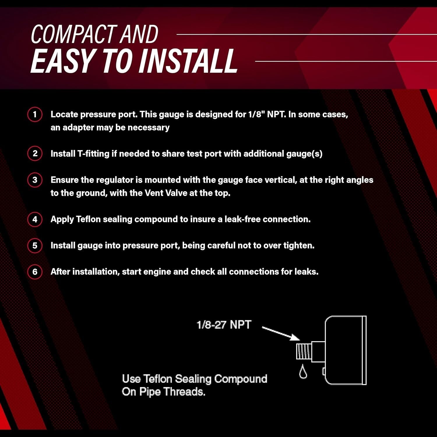 Durable 1.5" Liquid-Filled Fuel Pressure Gauge - 0-100 PSI for High-Performance