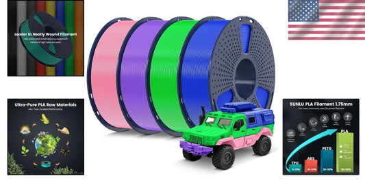 Effortless 3D Printing with 4kg Multicolor PLA Filament - Neatly Wound, 1.75mm