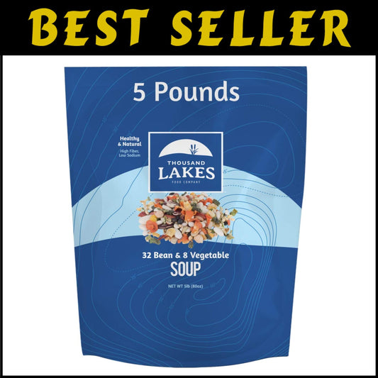 Delicious Low Sodium 32 Bean & 8 Vegetable Dry Soup Mix - 5 lbs - 100+ Servings