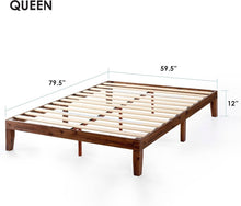 Load image into Gallery viewer, Queen Solid Wood Platform Bed with Wooden Slats - No Box Spring Required