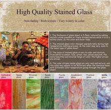 Load image into Gallery viewer, Rectangular Tiffany Stained Glass Peacock Panel with 30" Chain - Handmade Beauty