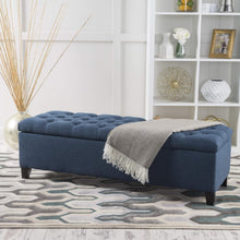 Load image into Gallery viewer, Luxurious Dark Blue Ottoman Bench - Functional Storage &amp; Extra Seating, 51" Wide