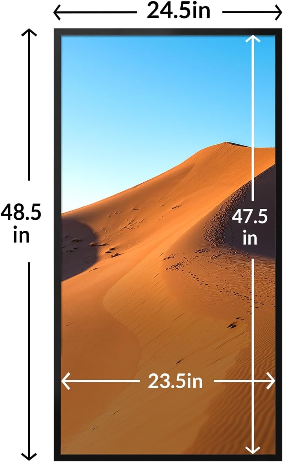 Elegant 24x48 Picture Frame - Vertical or Horizontal Display with Plexiglass