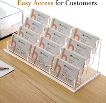 Load image into Gallery viewer, Elegant 12-Slot Acrylic Business Card Holder - Displays 600 Cards on Your Desk