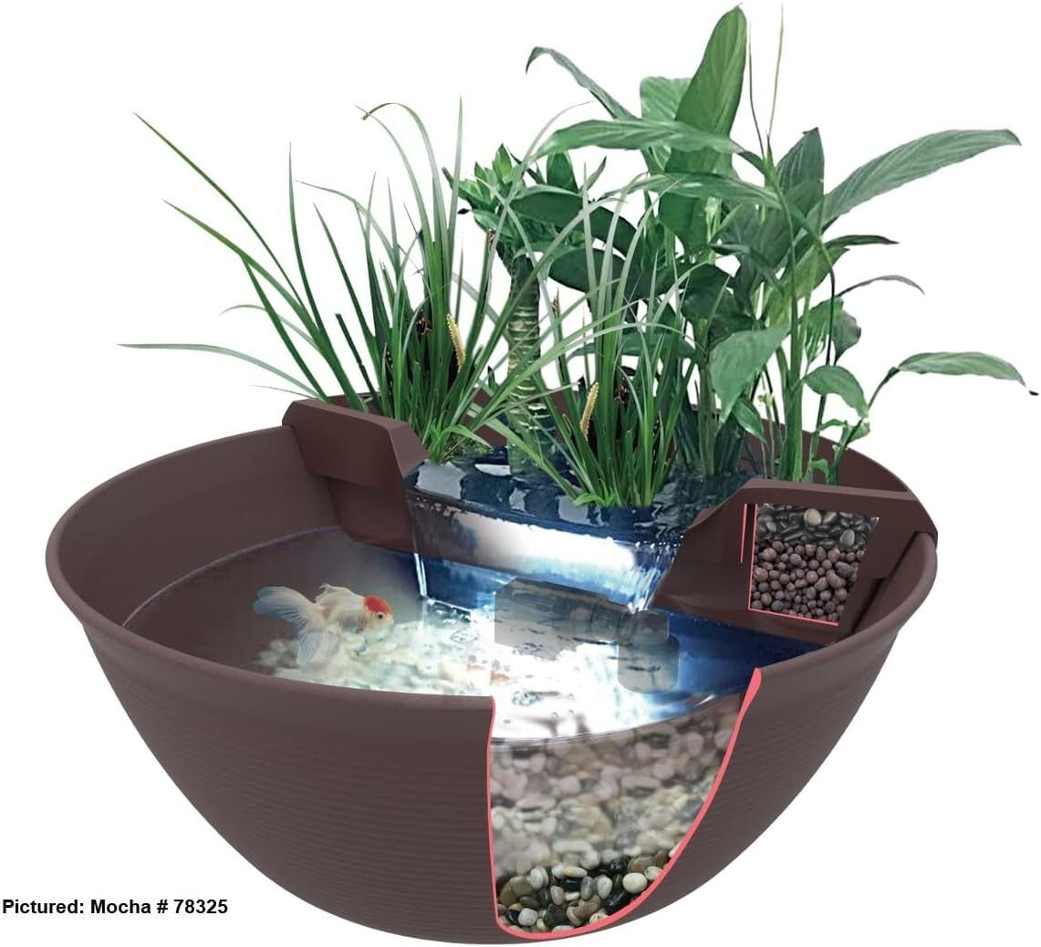 Transform Your Space: 23.5" AquaGarden Pond & Waterfall Kit for Any Setting