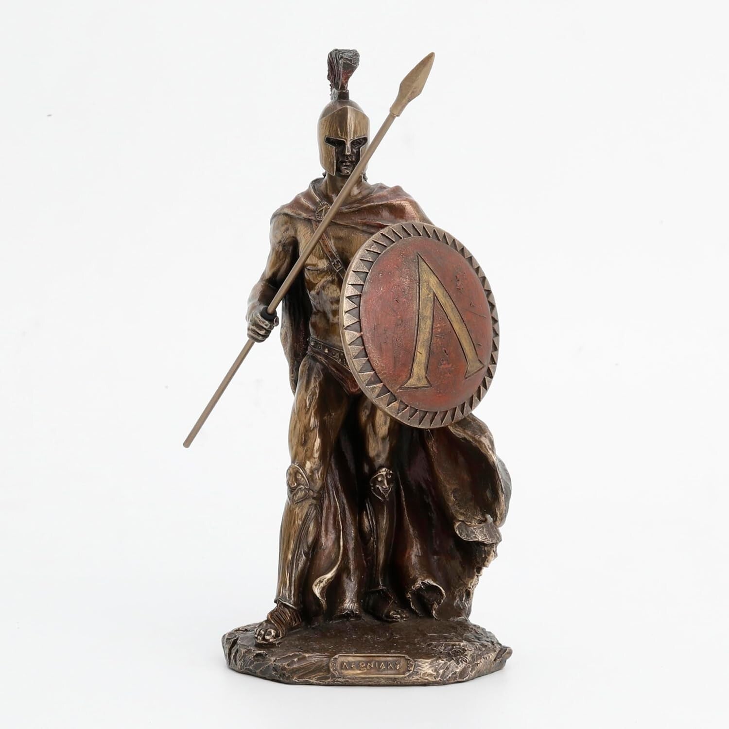 Detailed Leonidas Spartan King with Spear & Shield - 9 7/8 Inch Bronze Classic
