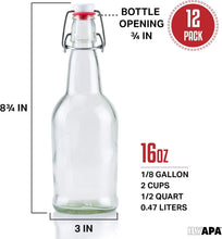 Load image into Gallery viewer, Heavy-Duty 16 oz Clear Swing Top Glass Bottles - Ideal for DIY Brewing Projects