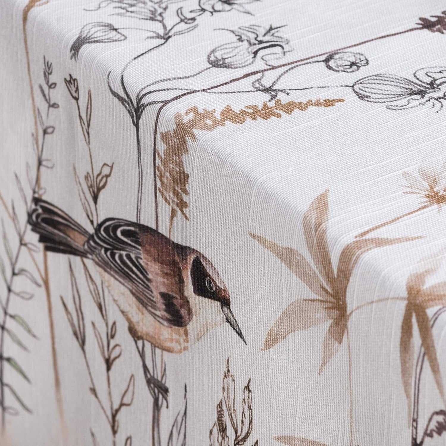 Versatile Cotton Tablecloth 60" x 108" - Textured Design in Brown Florals