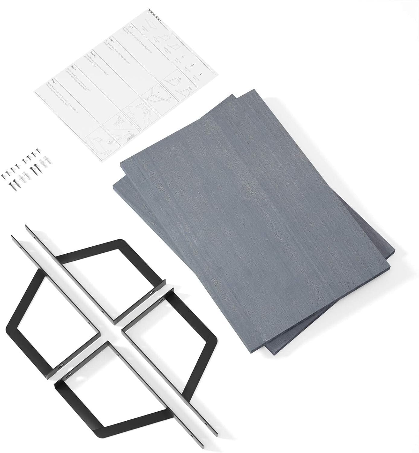 Rustic Floating Shelves Set of 2 - Weathered Gray Wood with Large Capacity