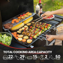 Load image into Gallery viewer, Height-Adjustable 24-Inch Charcoal Grill with Built-in Thermometer &amp; Side Tables