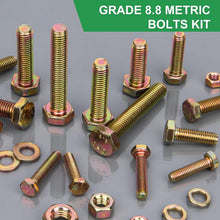 Load image into Gallery viewer, 907-Piece Grade 8.8 Metric Bolt Assortment M4 M5 M6 M8 with Yellow Zinc Coating