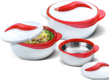 Load image into Gallery viewer, Elegant Insulated Casserole Dish Set 3 pc. - Red Stainless Steel Hot Food Warmer