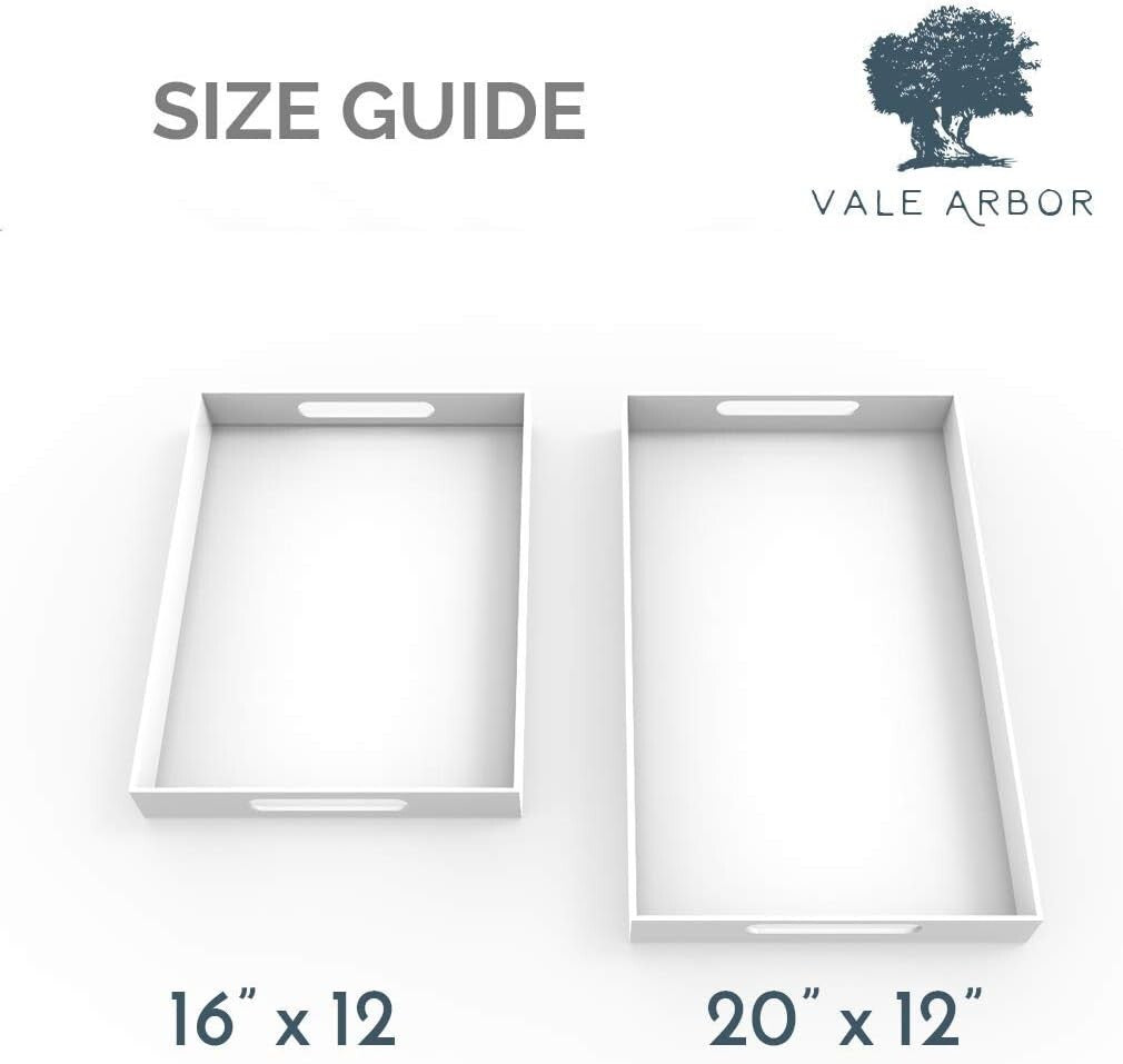 Large White Acrylic Serving Tray with Handles - Elegant Décor & Organization