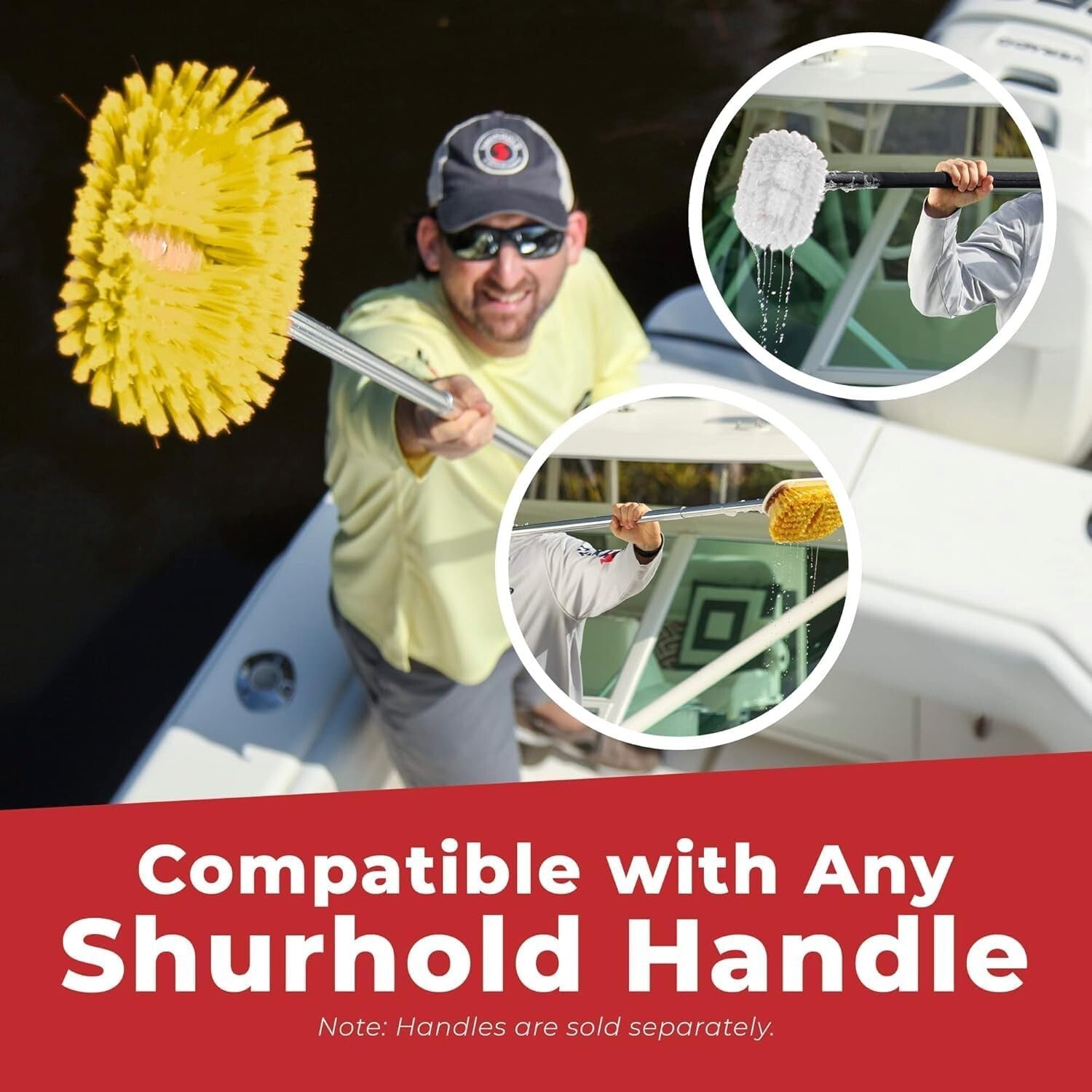 Attachable 6" Soft Bristle Deck Brush - Ideal for Fiberglass & Painted Surfaces