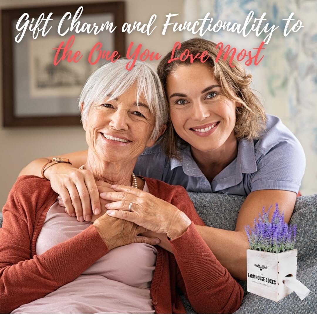 Charming Square Tissue Box Cover with Potted Lavender - Rustic Decor Essential