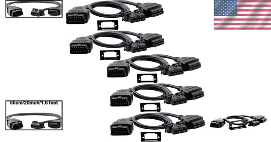 OBD II Full 16 Pin Splitter 1 Male to 2 Female - 50cm Diagnostic Extension Cable