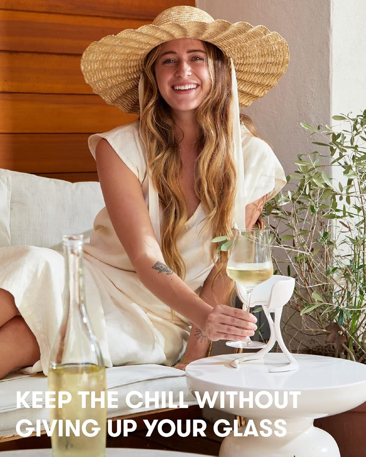 Chill Your Wine Effortlessly - Stemmed Glass Chiller in Elegant Stone Finish