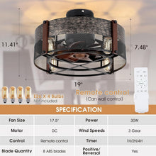 Load image into Gallery viewer, Bladeless Flush Mount Ceiling Fan with Timer - Vintage Style for Small Spaces