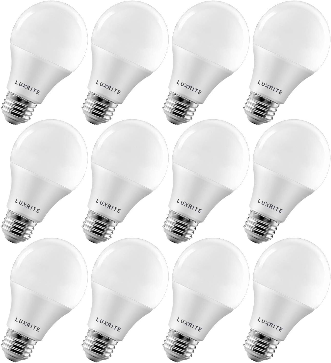Energy Star Dimmable A19 LED Bulbs - 5000K Bright White, 1100 Lumens, 12 Pack