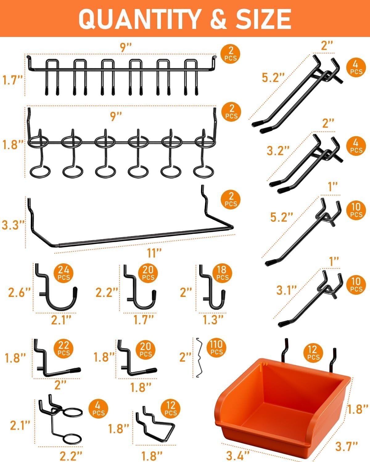 Adjustable Pegboard Accessory Kit - 276pcs for Tough & Stylish Garage Storage