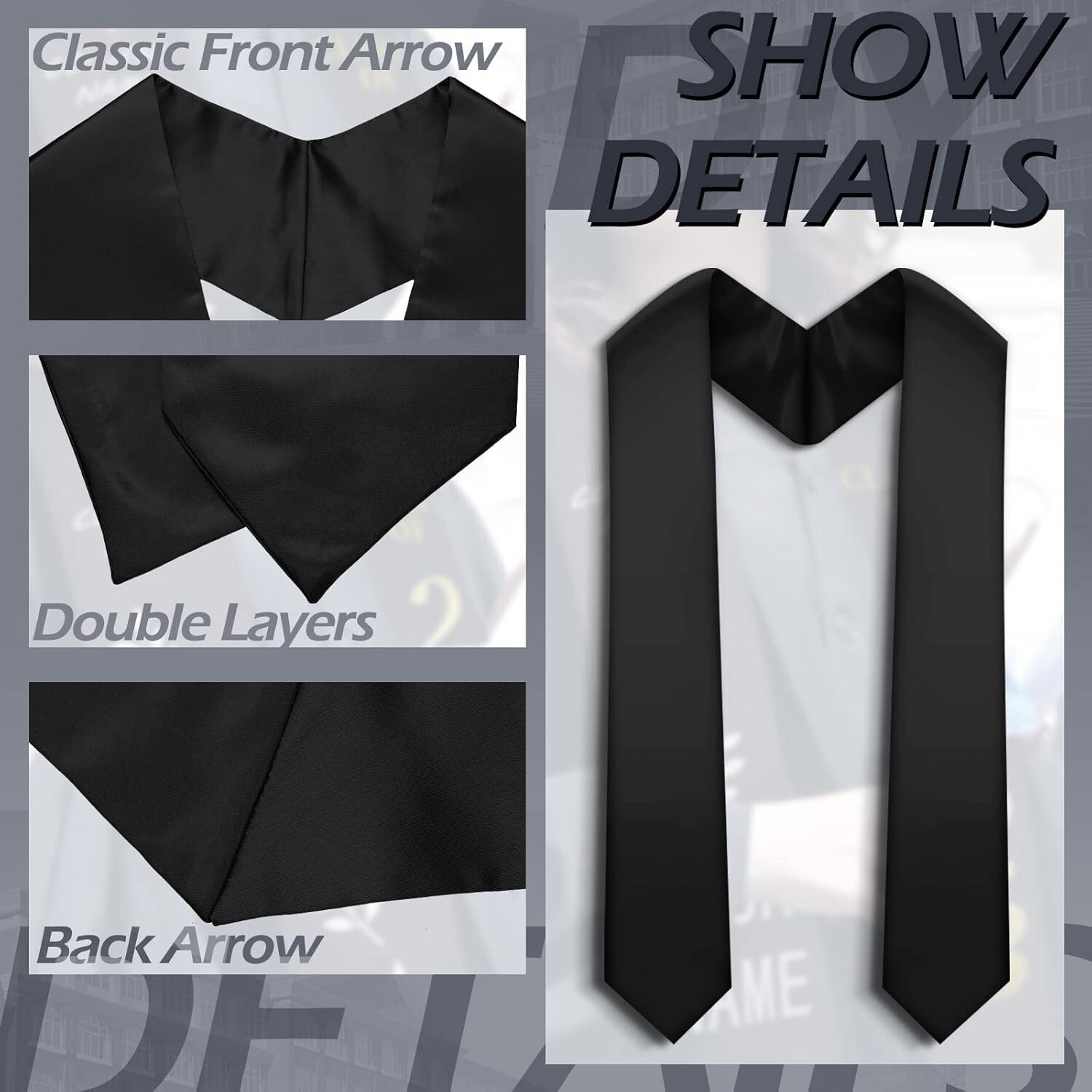 Classic 70-Inch Graduation Stoles - 24 Pack of Unisex Satin Celebration Attire