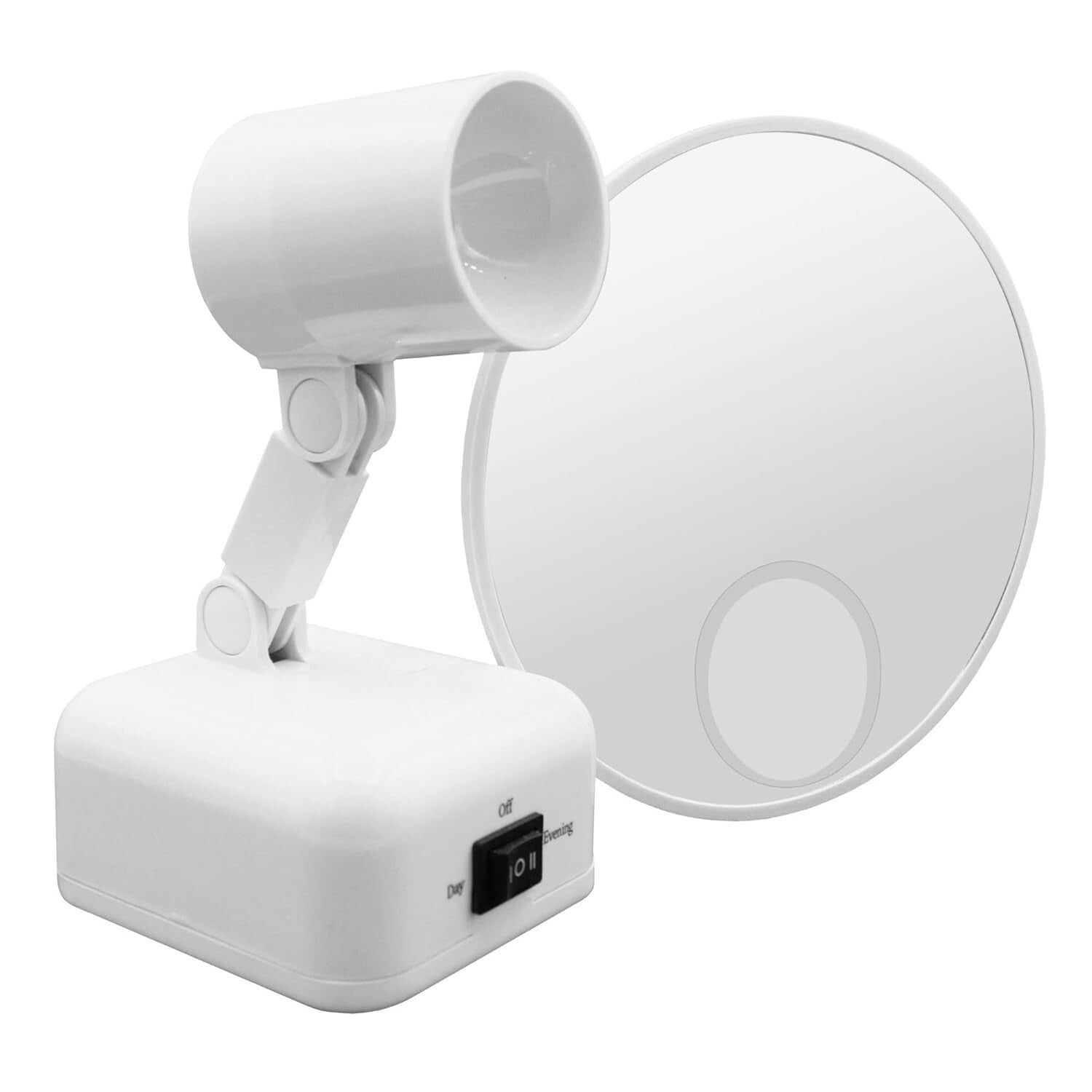 Portable 15x Magnification LED Mirror in Dove White - Ideal for Home and Travel