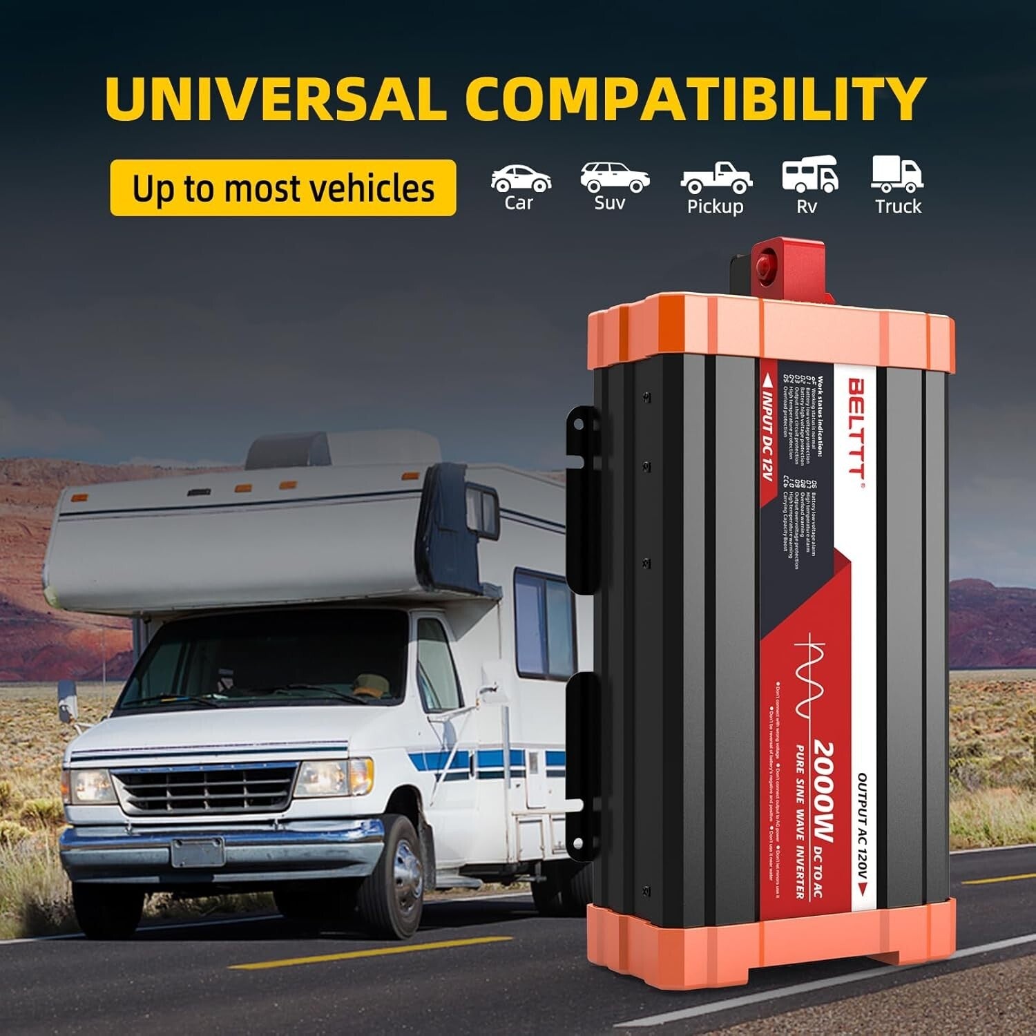 Efficient 2000W DC to AC Inverter for Off-Grid Living & Outdoor Adventures