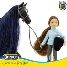 Load image into Gallery viewer, Breyer Freedom Series 1:12 Scale English Rider Set with Thoroughbred Horse Jet