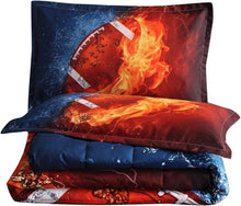 Load image into Gallery viewer, Full Size American Football Comforter Set with 3D Rugby Print - Fun for Teens