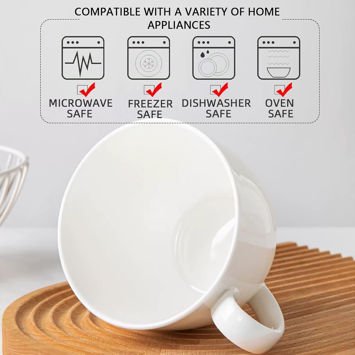 Versatile 4-Piece Bone China Cereal Mug Set - Ideal for Coffee & Snacks