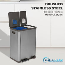 Load image into Gallery viewer, High-Capacity 60L Kitchen Step Trash Can with Dual Compartments &amp; Soft-Close Lid