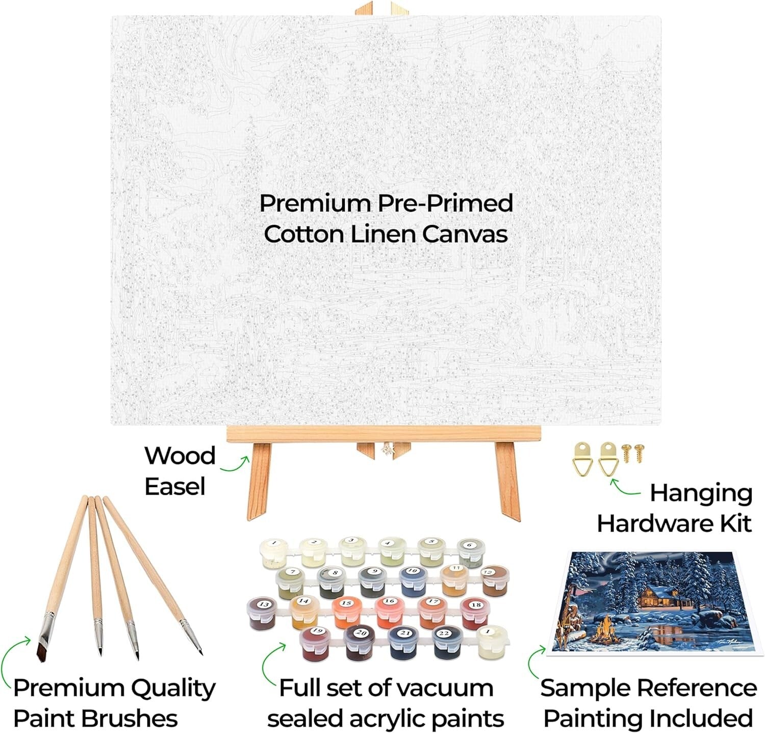 Beginner to Advanced Paint by Numbers Kit - 16" x 20" Framed Canvas & Easel