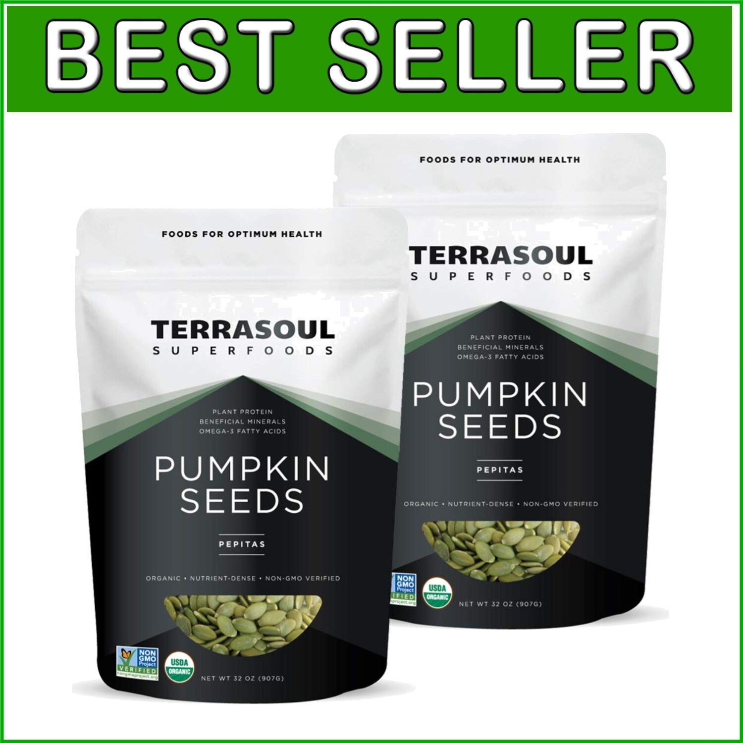 4 Lbs USDA Certified Organic Pumpkin Seeds - Healthy, Vegan Snack Choice