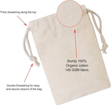 Load image into Gallery viewer, Versatile 100% Cotton Muslin Drawstring Bags – Perfect for Gifting &amp; Organizing