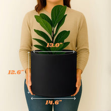 Load image into Gallery viewer, 14.6 Inch XL Matte Black Fiberstone Planter with Drainage for Indoor/Outdoor