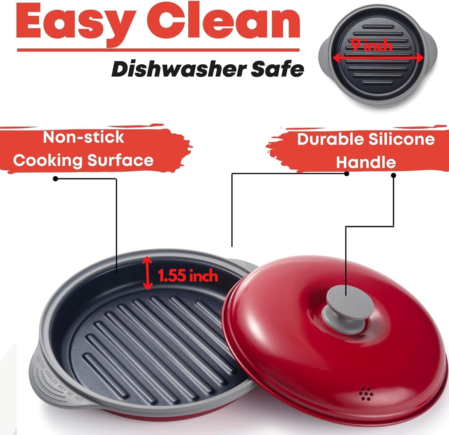 Quick & Easy Microwave Grill Pan - Ideal for Crispy Cooking, Dishwasher Safe