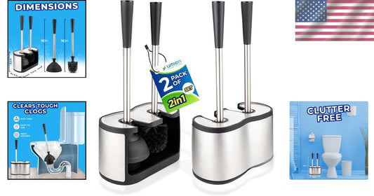 Elegant Stainless Steel Toilet Brush & Plunger Set with Freestanding Canister