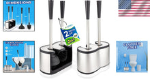 Load image into Gallery viewer, Elegant Stainless Steel Toilet Brush &amp; Plunger Set with Freestanding Canister