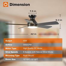 Load image into Gallery viewer, 42-Inch Ceiling Fan with Light - Modern Matte Black, Remote &amp; Timer Function
