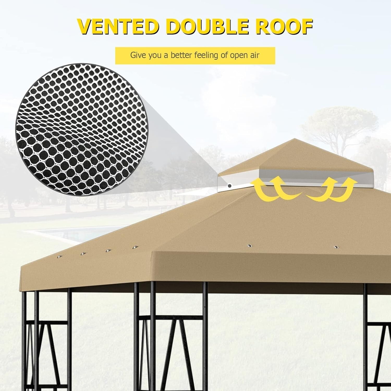 Elegant Khaki 10'x10' Canopy Replacement for Garden Gazebos - Easy Install
