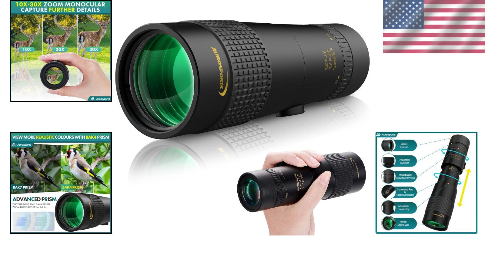 Adjustable Magnification Monocular Telescope - Crystal Clear Outdoor View