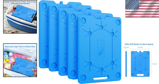 BPA-Free Ice Packs for Coolers - 18-Hour Cold Retention - 0.6 Inch Slim