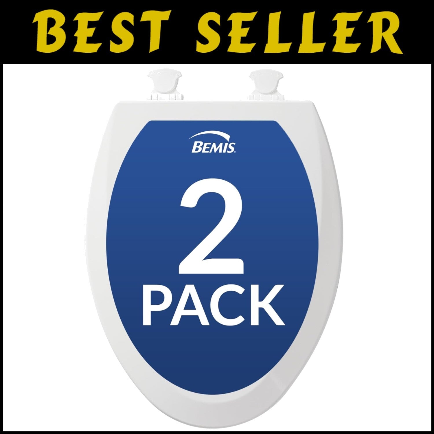 High-Gloss White Elongated Toilet Seats 2-Pack with Molded Wood for Durability