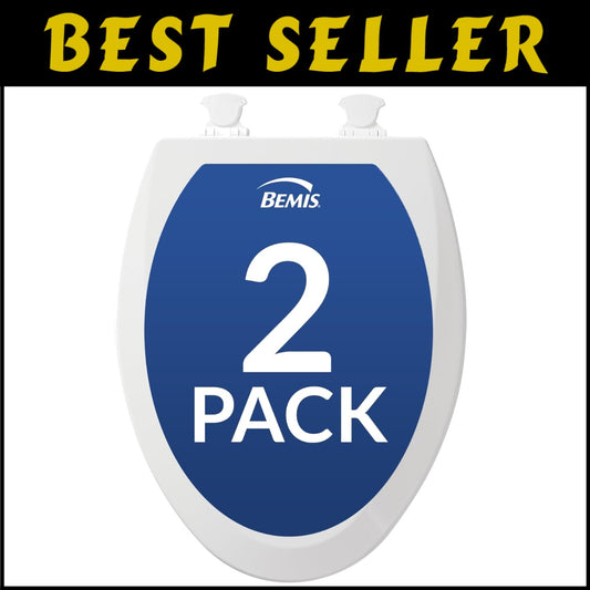 High-Gloss White Elongated Toilet Seats 2-Pack with Molded Wood for Durability